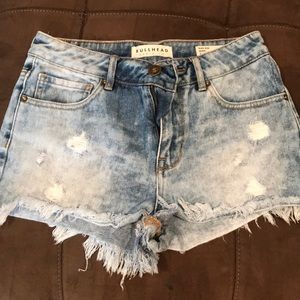 Acid wash jean shorts